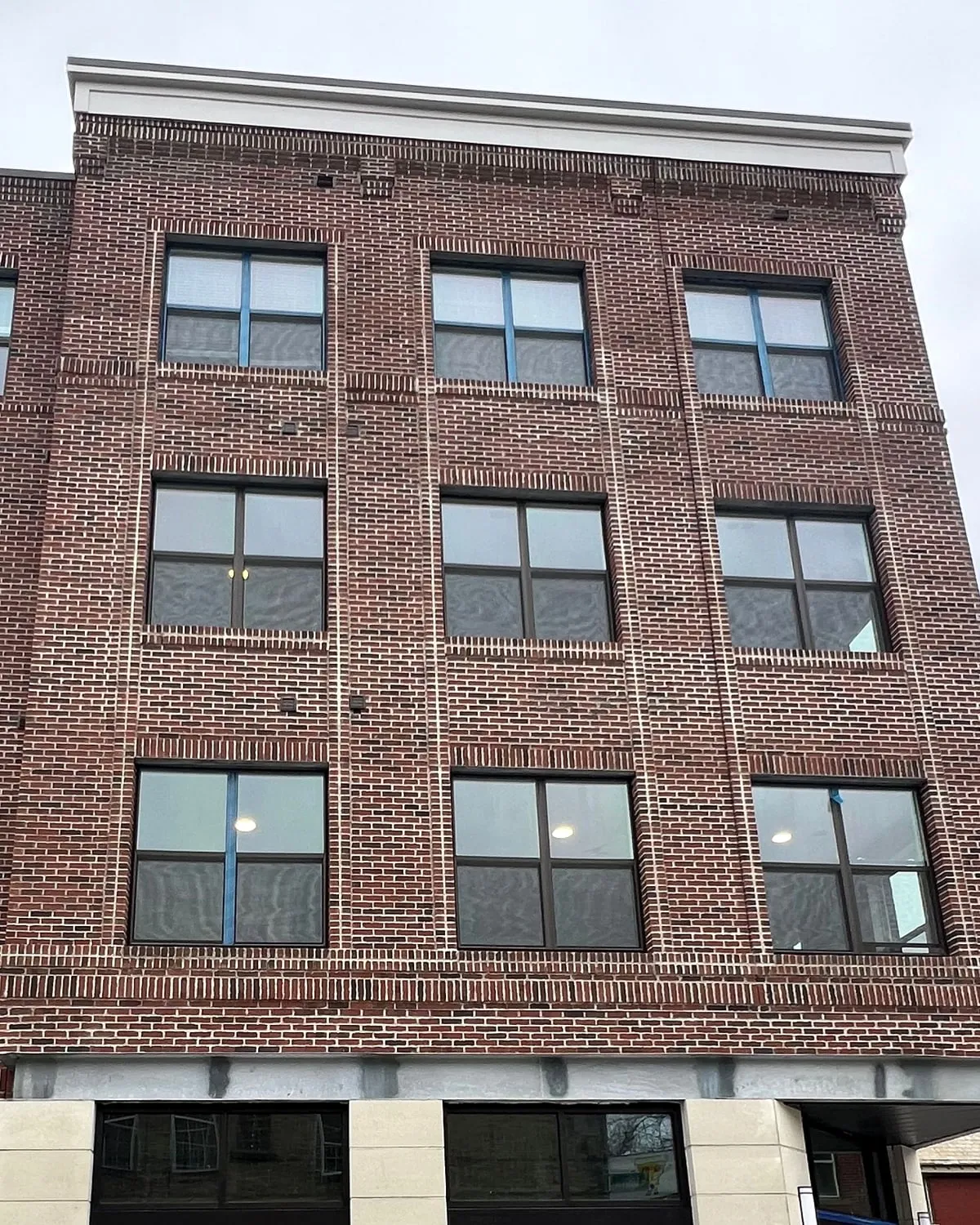 Four-story brick facade